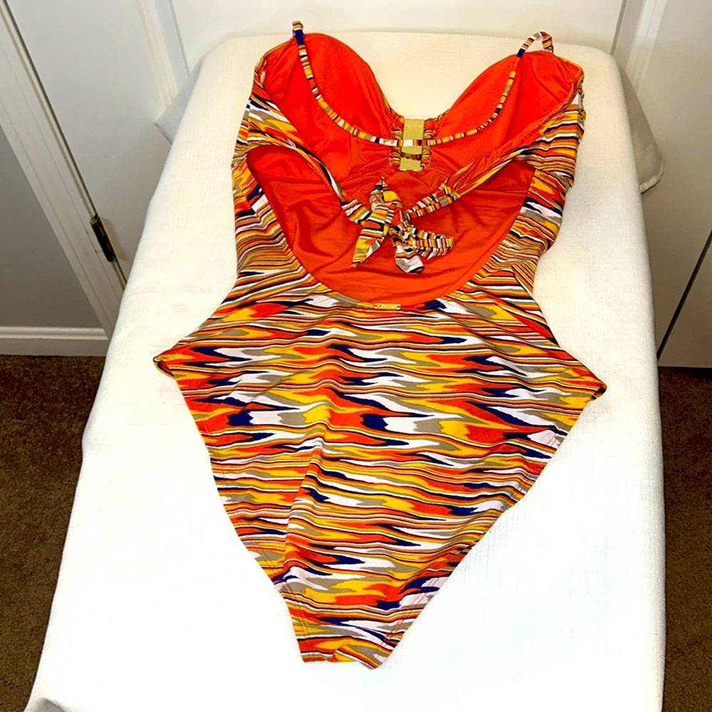 VIX Paula Hermanny One Piece Multicolor Swimsuit 24K Gold-Plated Details Size 12 - Picture 8 of 13